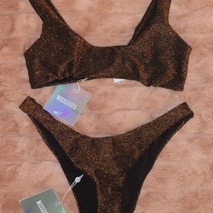 Orange and black  sparkly bikini